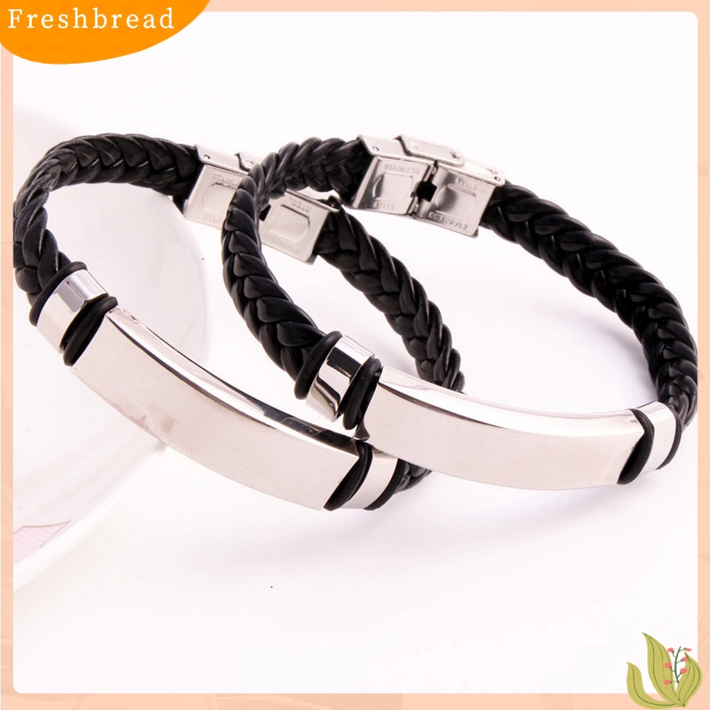 &lt; Freshbread &gt; Pria Gelang Pengerjaan Halus Gaya Rekreasi Dikepang Minimalis Adjustable Gesper Menghias Tahan Luntur Dikepang Faux Leather Bracelet Untuk Pakaian Sehari-Hari