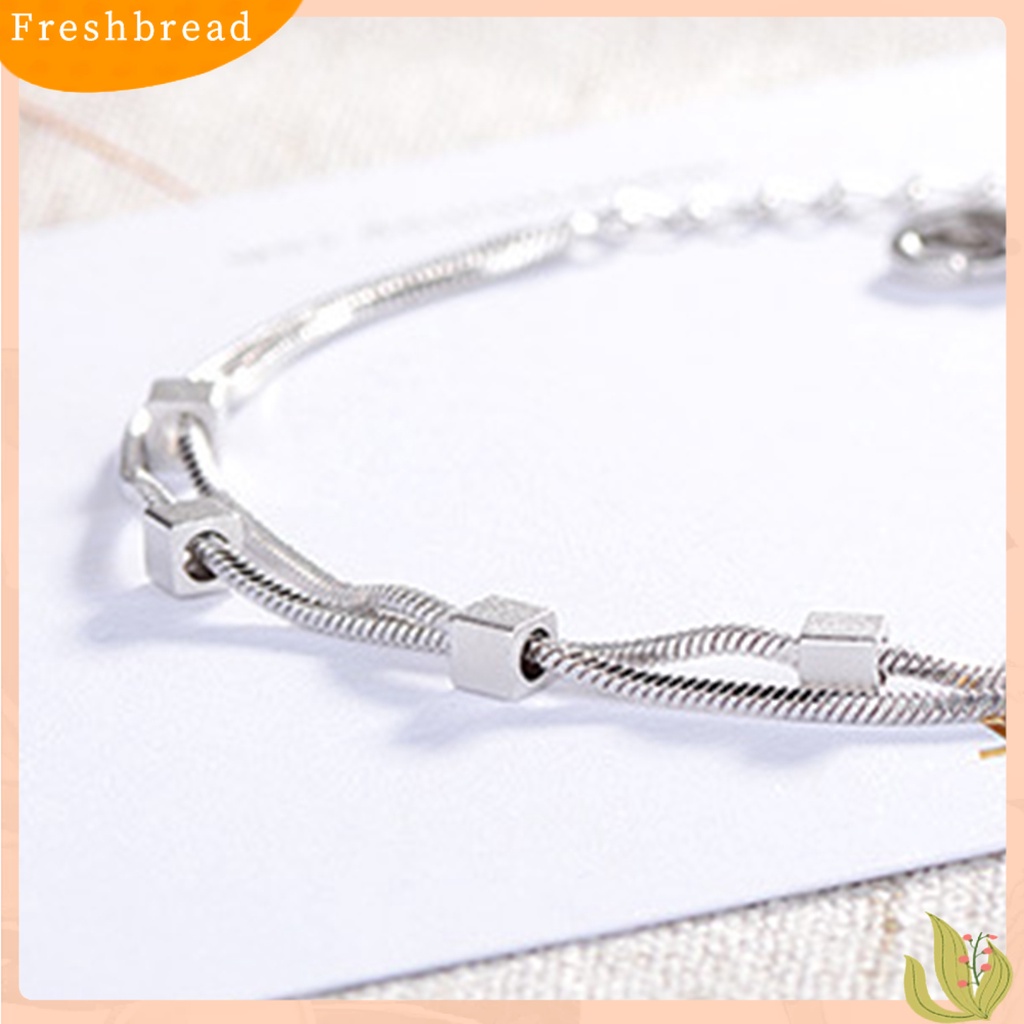 &lt; Freshbread &gt; Gelang Wanita Double Layer Snake Chains Jewelry Adjustable Square Bracelet Untuk Pesta Pernikahan Perjamuan