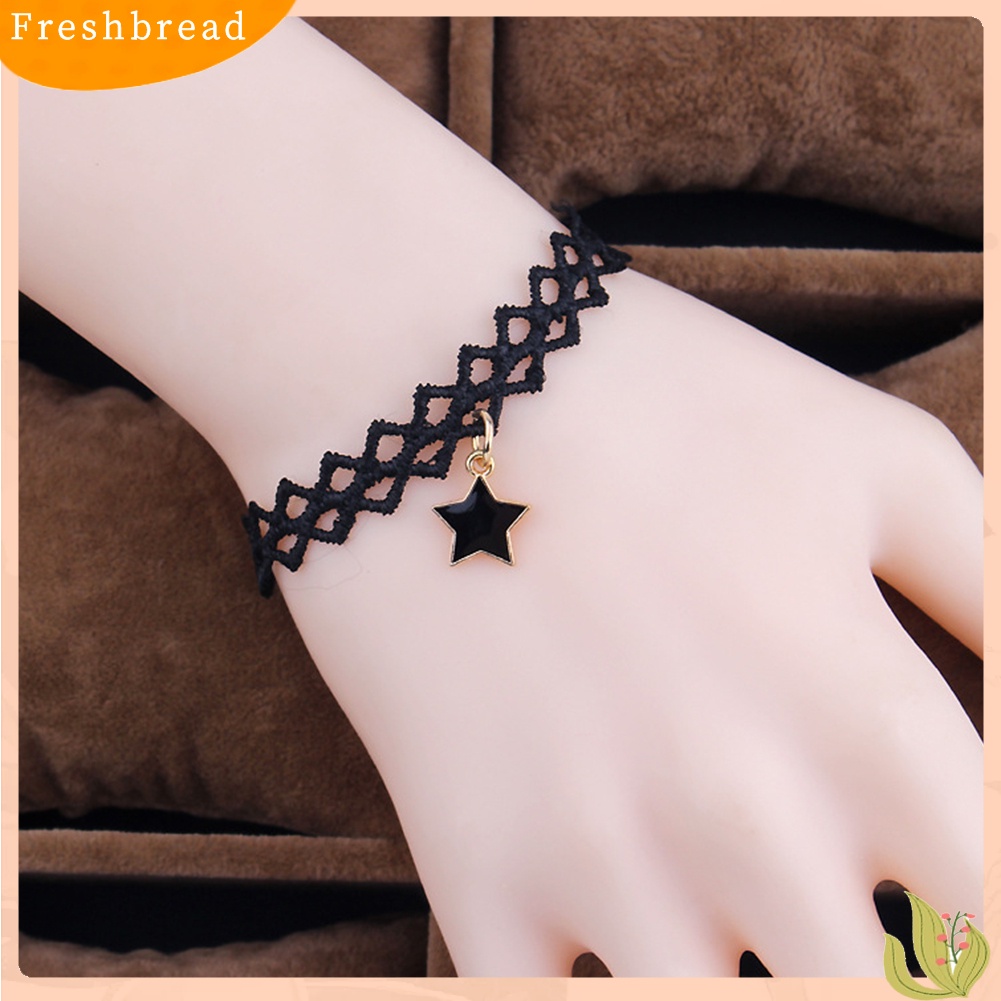 &lt; Freshbread &gt; Wanita Gothic Vintage Liontin Bintang Berongga Renda Pesona Gelang Bangle Hadiah