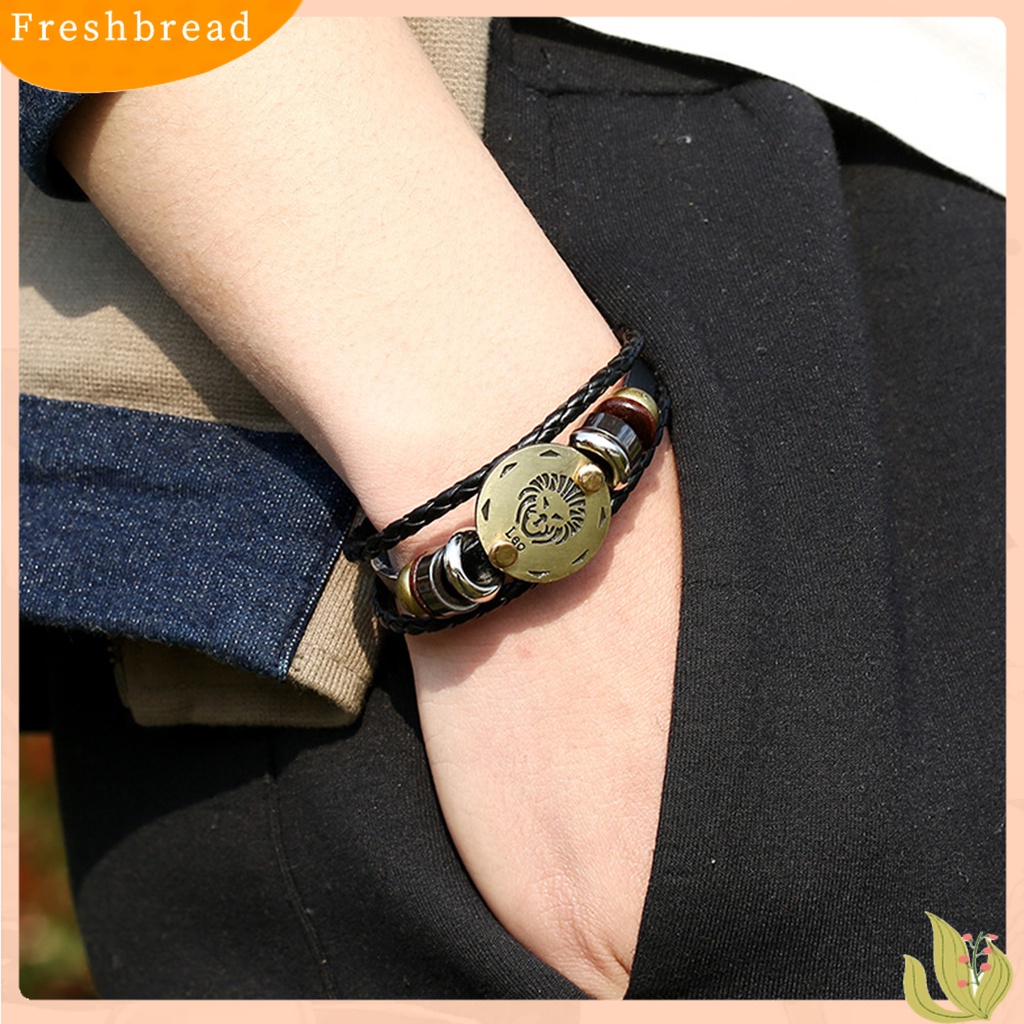 &lt; Freshbread &gt; Gelang Couple Motif Indah Tahan Aus Gelang Konstelasi Kulit Imitasi Dengan Tali Kepang Multilayer Untuk Pria