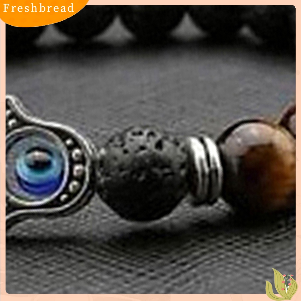 &lt; Freshbread &gt; Fashion Perhiasan Unisex Manik-Manik Batu Alam Perak Buddha Tangan Pesona Gelang