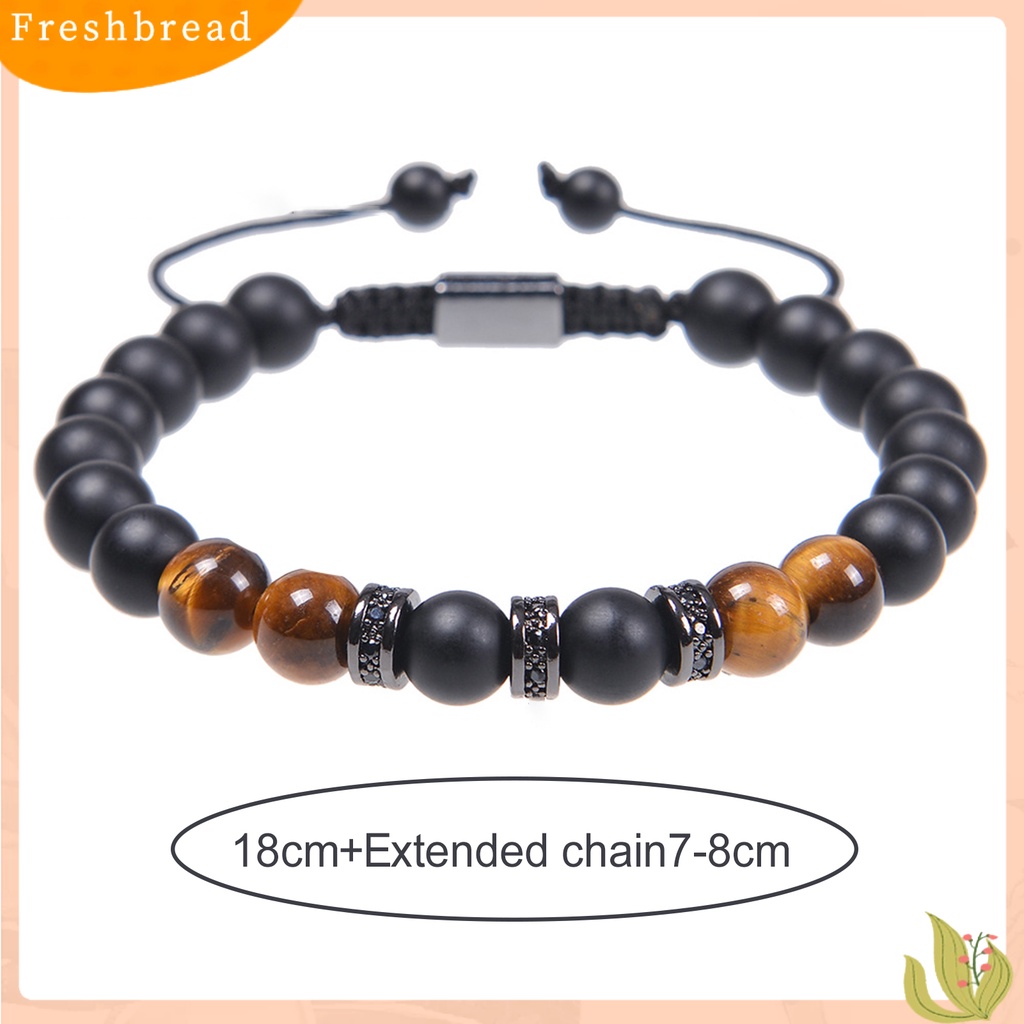 &lt; Freshbread &gt; Pria Gelang Handmade Tali Dikepang Vintage Adjustable Serut Hias Aksesori Tiger Eye Men Bracelet Aksesori Pakaian