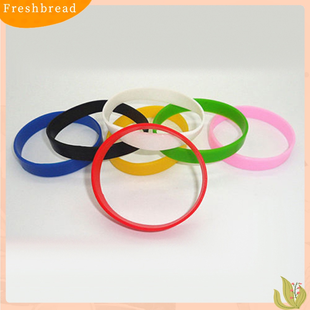 &lt; Freshbread &gt; 2Pcs Fashion Silicone Wristbands Wrist Band Gelang Desain Olahraga Warna Solid