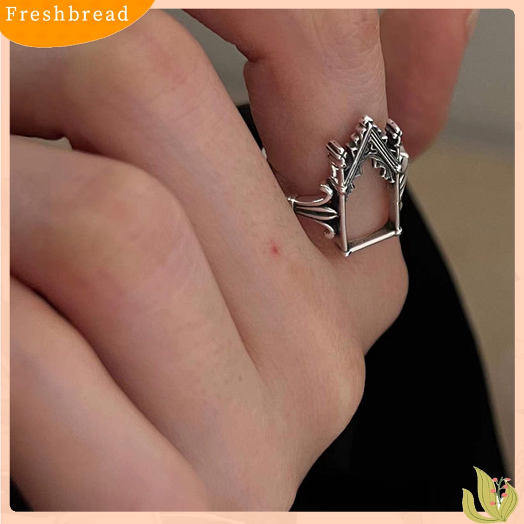 &lt; Freshbread &gt; Cincin Pesta Retro Desain Bukaan Dapat Disesuaikan Gaya Kastil Finishing Antik Electroplating Dress Up Perhiasan Vintage Castle Open Ring Untuk Pesta