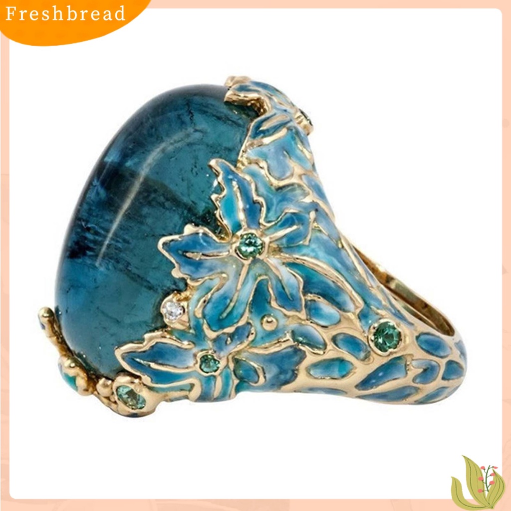 &lt; Freshbread &gt; Cincin Hias Eye-catching Anti-Cacat Retro Elegan Bunga Elemen Lady Ring Untuk Kehidupan Sehari-Hari