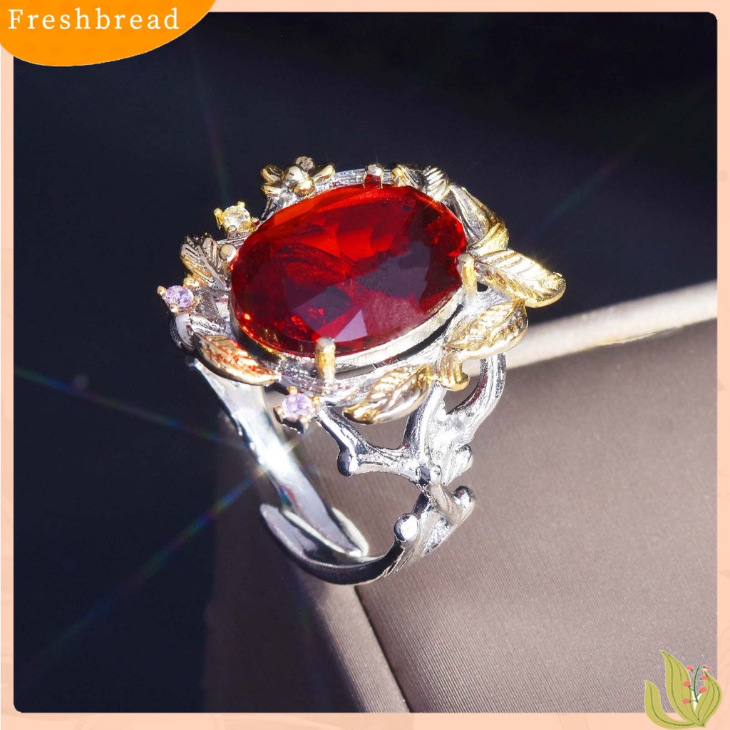 &lt; Freshbread &gt; Cincin Wanita Daun Pembukaan Perhiasan Adjustable Bright Luster Ring Untuk Pakaian Sehari-Hari