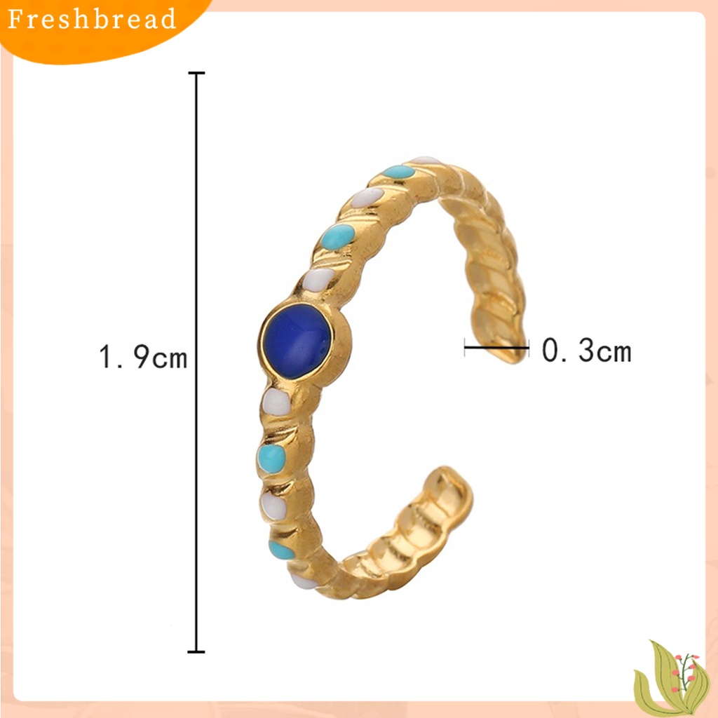 &lt; Freshbread &gt; Wanita Cincin Terbuka Multicolor Colorfast Bland Round Spot Opening Hias Stainless Steel Adjustable Lady Knuckle Ring Untuk Pakaian Sehari-Hari