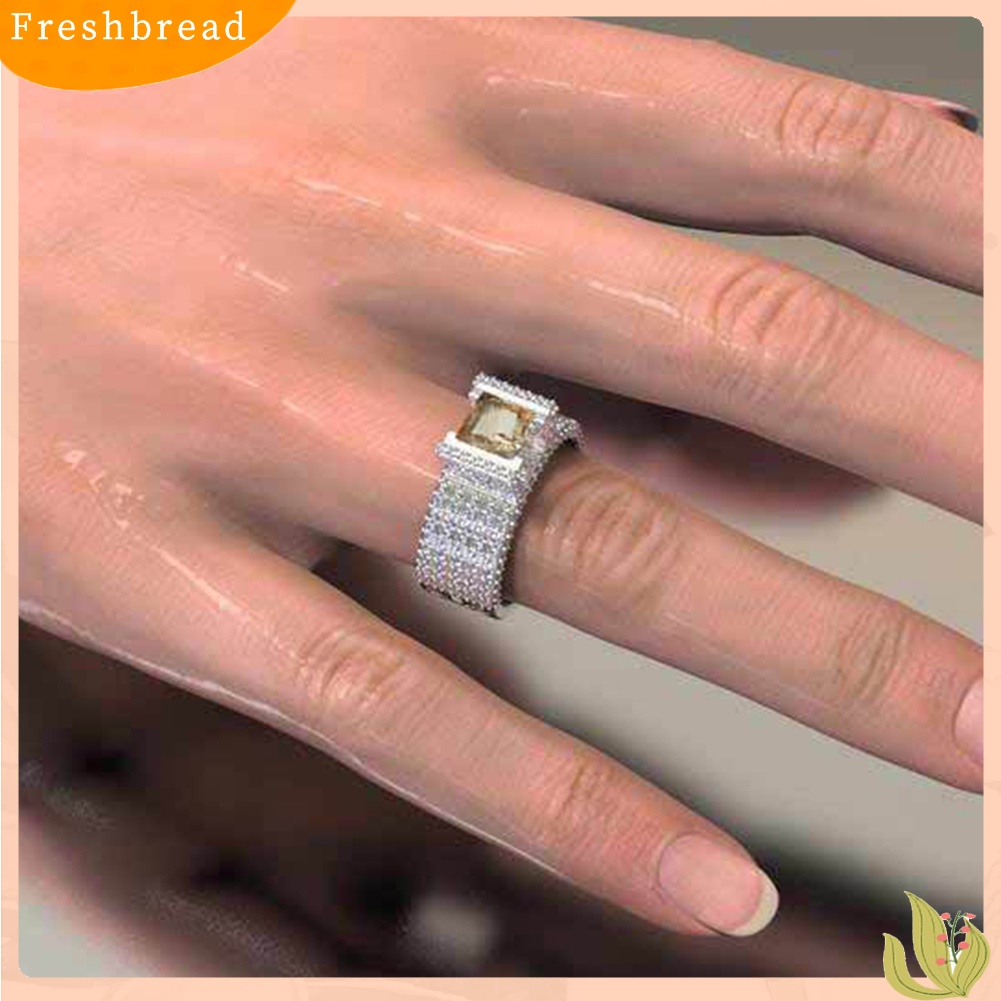 &lt; Freshbread &gt; Fashion Wanita Berongga Kerawang Zirkon Berlian Imitasi Jari Cincin Pengantin Perhiasan Hadiah