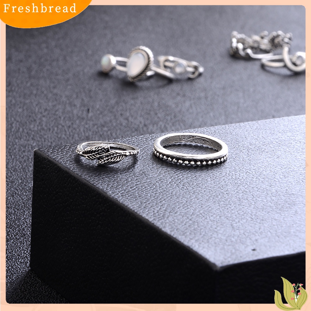 &lt; Freshbread &gt; 14Pcs Vintage Bunga Matahari Bulan Bentuk Wanita Knuckle Band Rings Set Jari Perhiasan