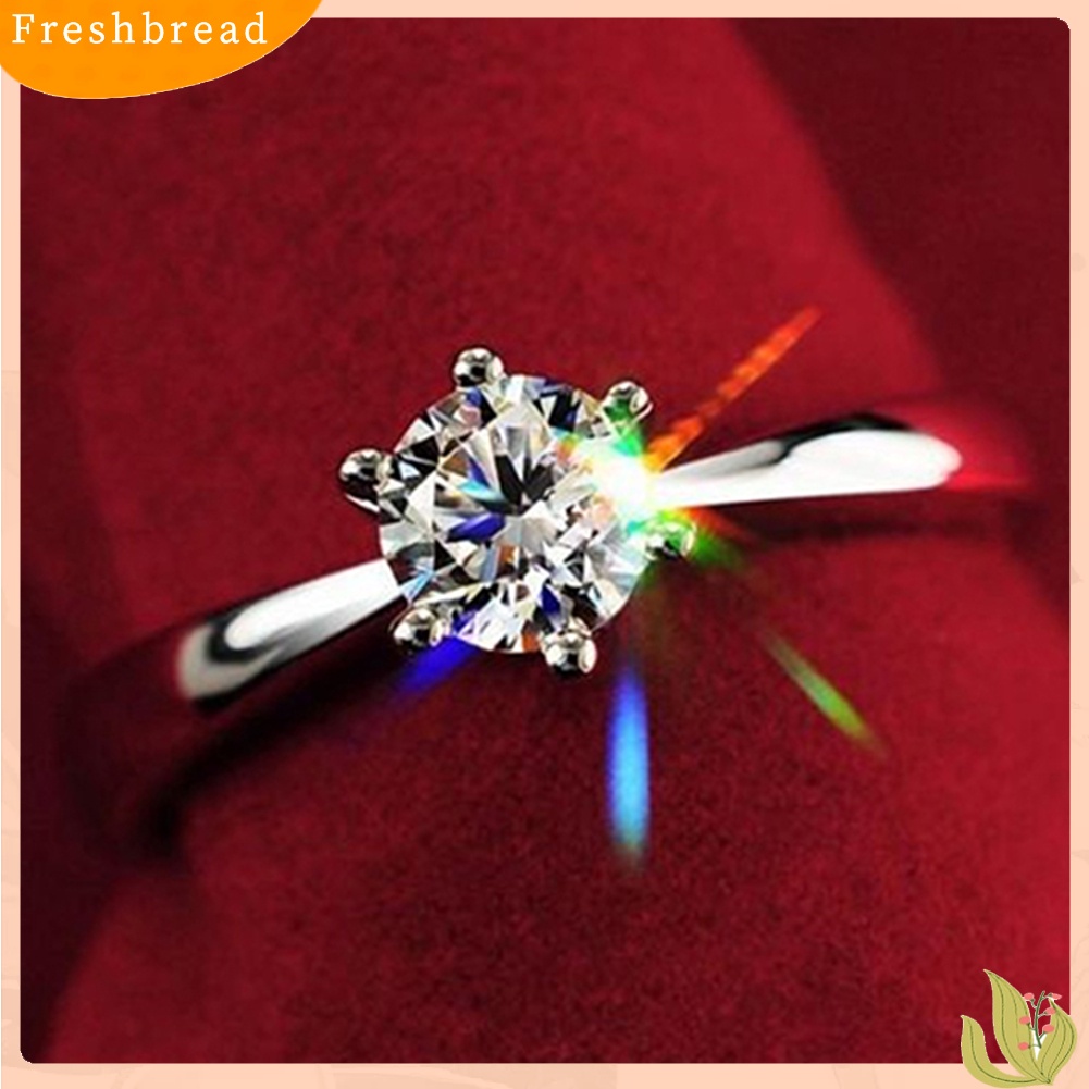 &lt; Freshbread &gt; Wanita Zirkon Bening Bertatahkan Pernikahan Bridal Pesta Pertunangan Perhiasan Cincin Ukuran 6-9