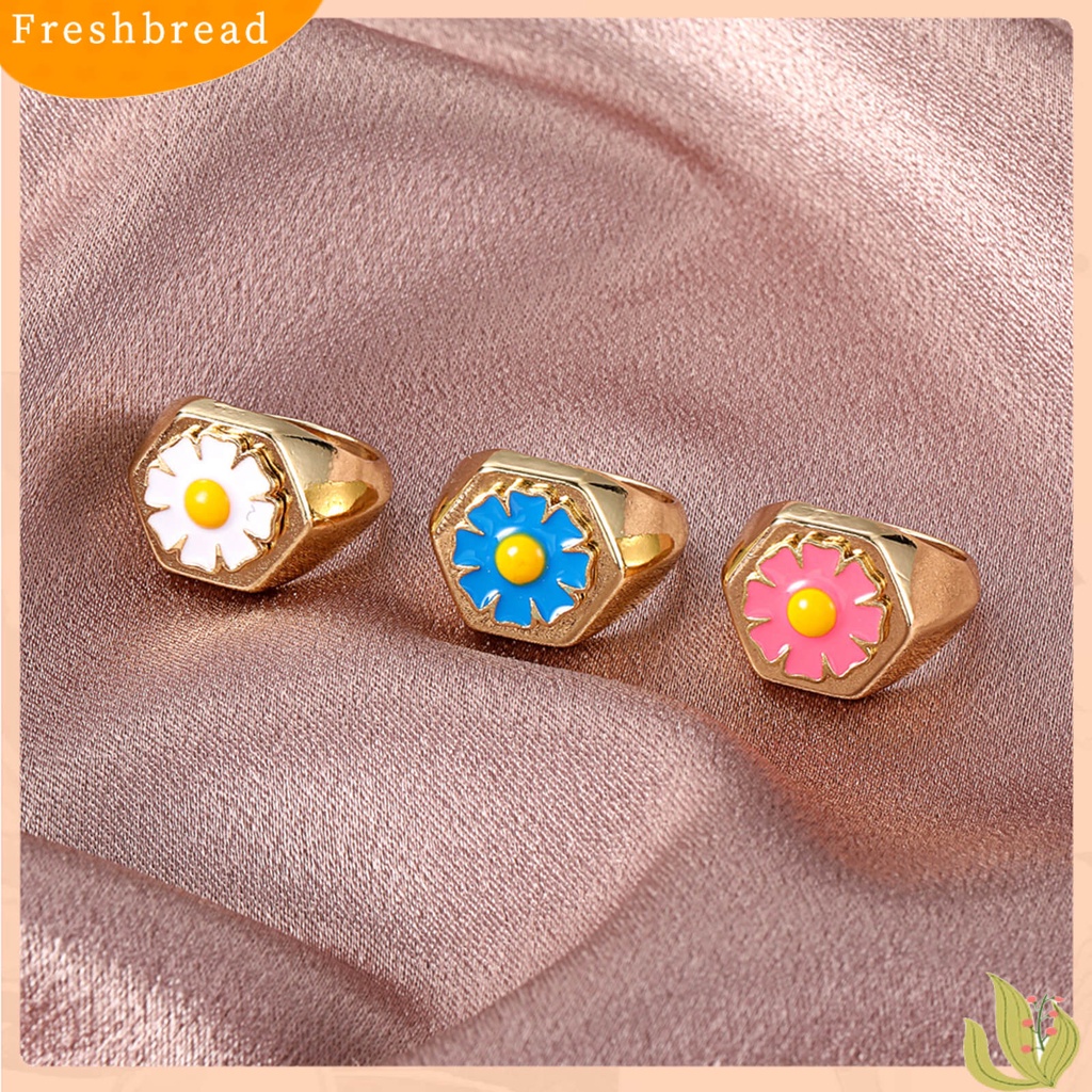 &lt; Freshbread &gt; Wanita Cincin Geometris Electroplating Vintage Menawan All-match Hadiah Hias Cinta Hati Bunga Enamel Jari Cincin Pesona Perhiasan Untuk Pakaian Sehari-Hari