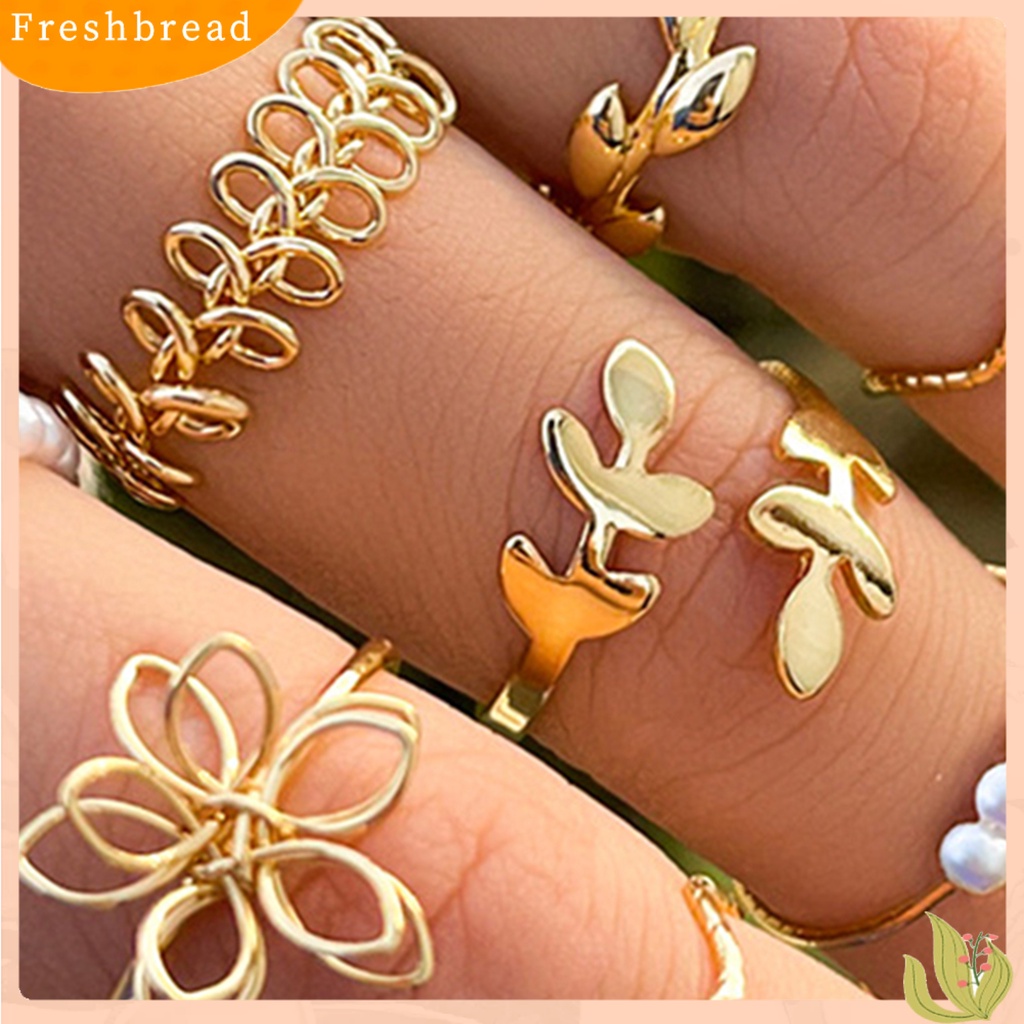 &lt; Freshbread &gt; 10Pcs Cincin Jari Hollow Out Bunga Wanita Bohemian Electroplating Knuckle Rings Untuk Pesta