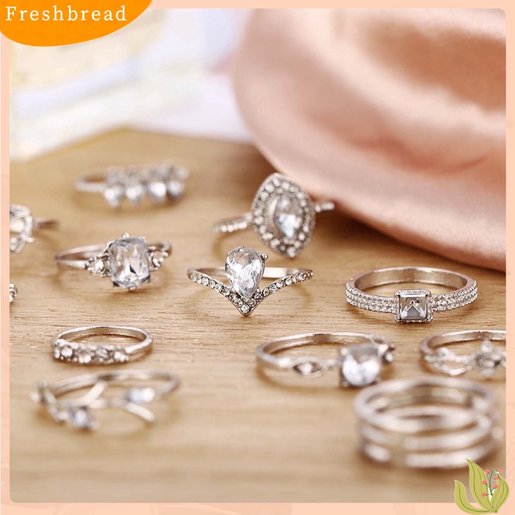 &lt; Freshbread &gt; 15Pcs/Set Cincin Jari Individualitas Kreatif Alloy Pola Berbeda Berlian Imitasi Rings Untuk Kehidupan Sehari-Hari