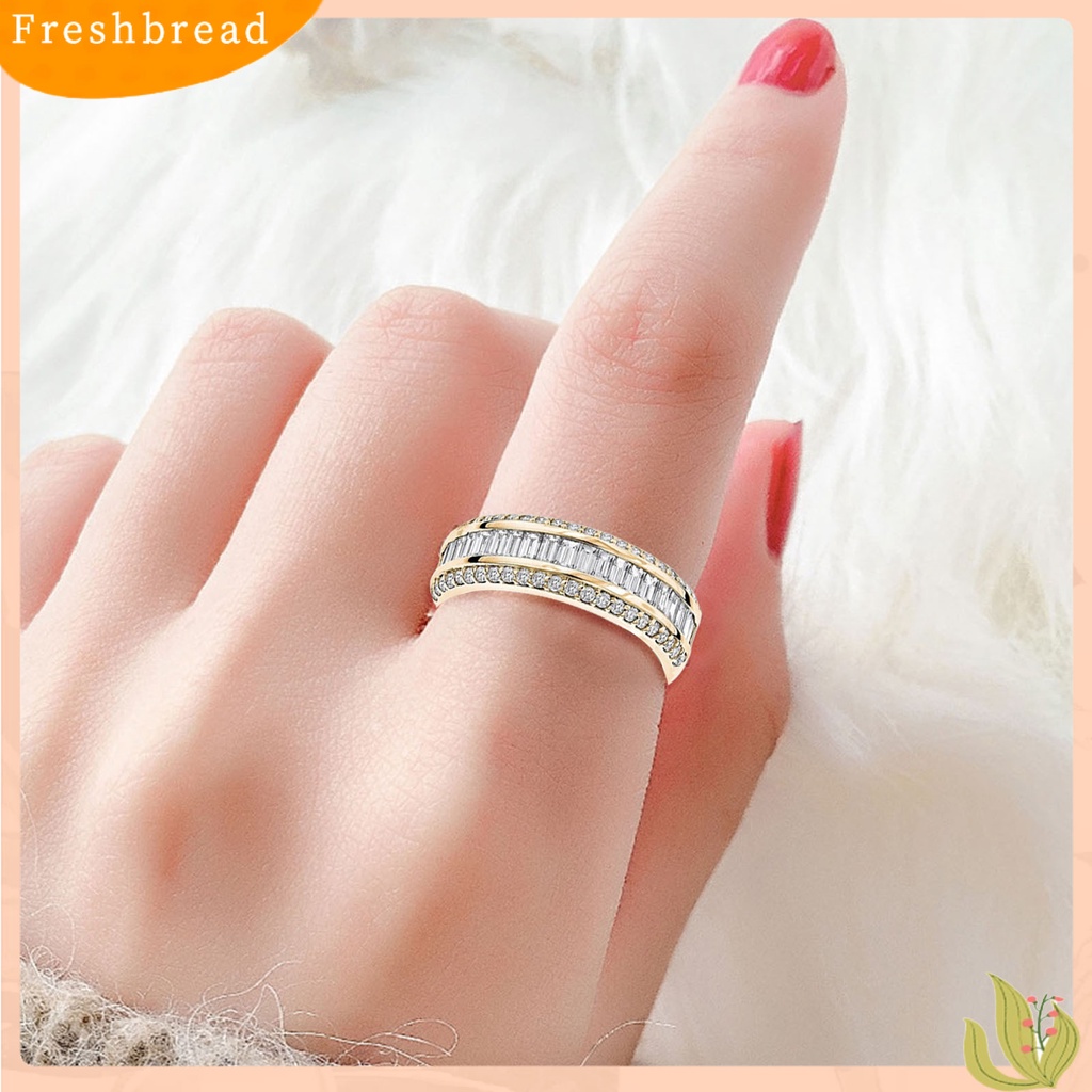 &lt; Freshbread &gt; Wanita Cincin Sederhana Simetris Berkilau Tiga Baris Berlian Imitasi Knuckle Ring Perhiasan Pengantin