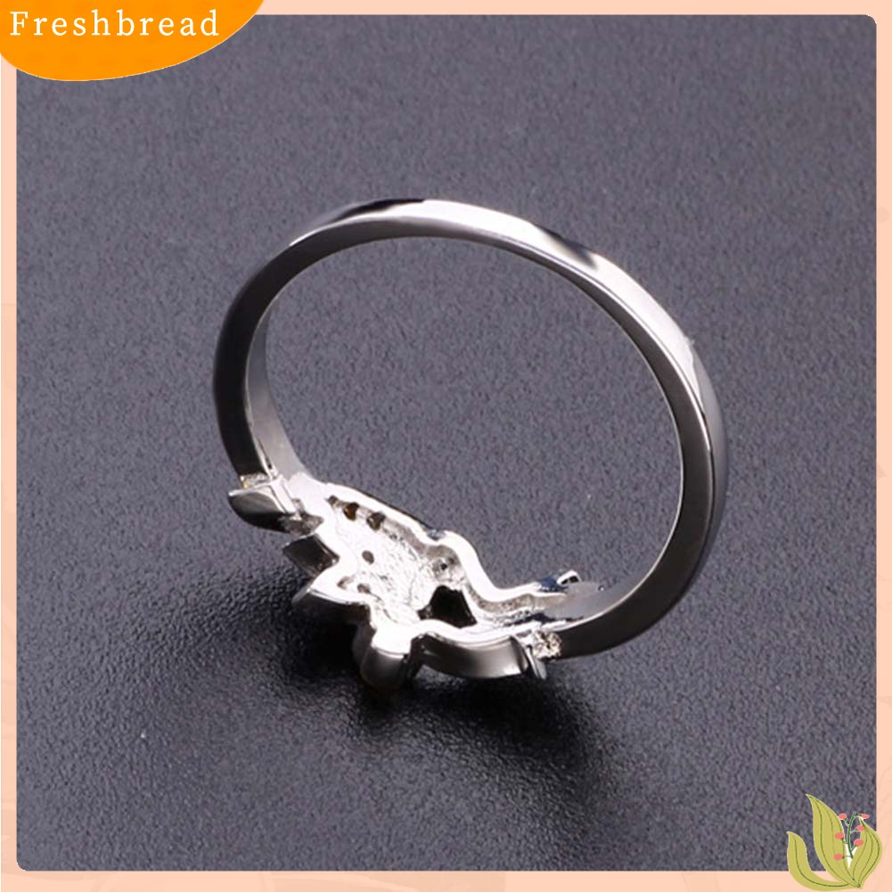 &lt; Freshbread &gt; Fashion Wanita Peri Bunga Berlian Imitasi Bertatahkan Dua Tone Jari Cincin Perhiasan Hadiah