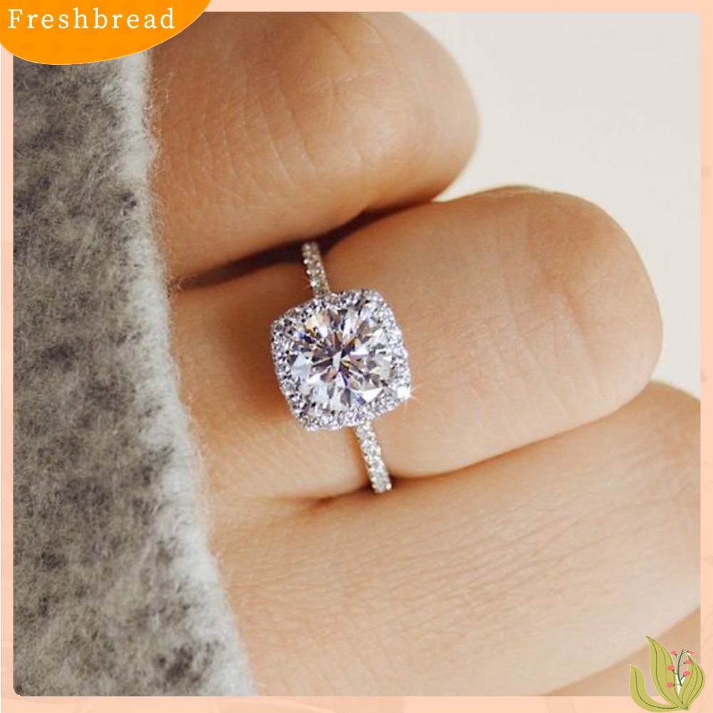 < Freshbread > Chic Bentuk Persegi Berlian Imitasi Hias Pernikahan Pertunangan Wanita Pesona Perhiasan Cincin