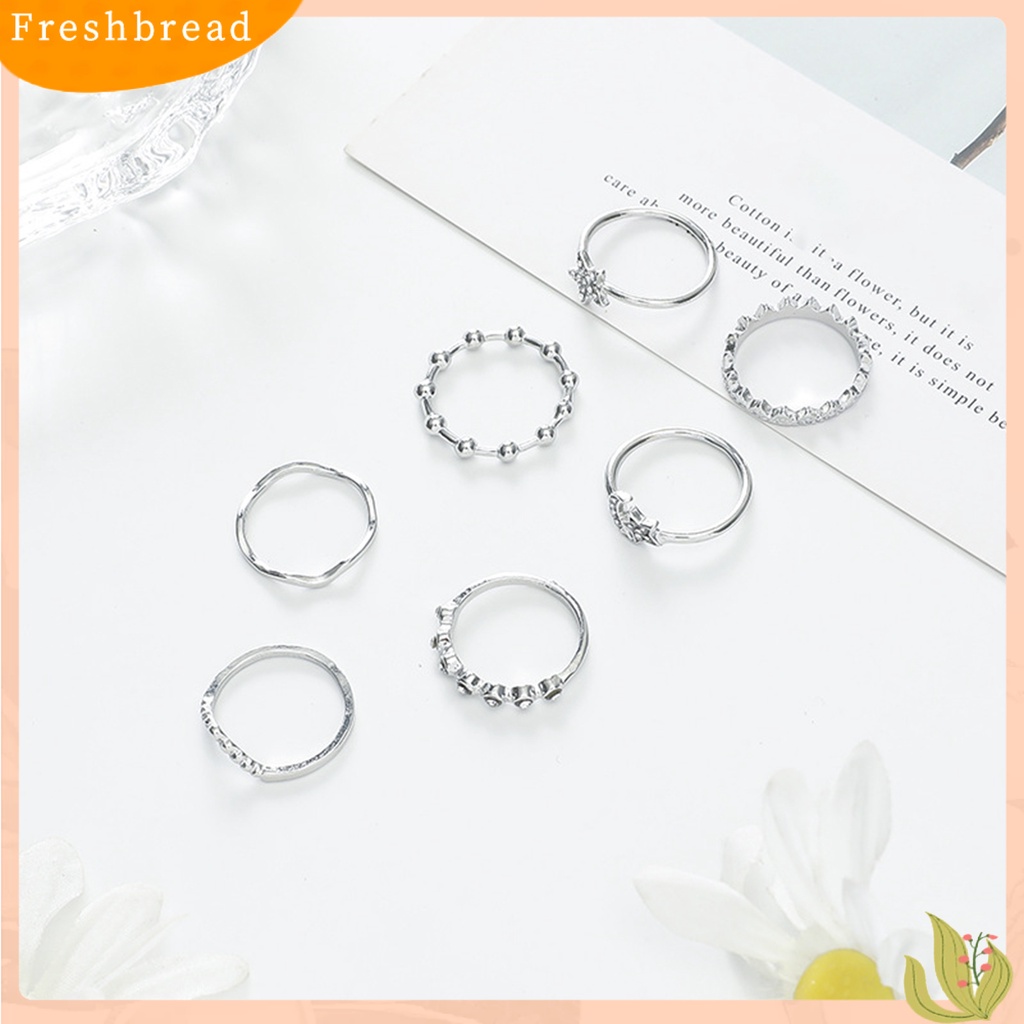 &lt; Freshbread &gt; 7Pcs Wanita Cincin Geometris Berlian Imitasi Mengkilap Hias Berkilau Semua Pertandingan Dekorasi Hadiah Ulang Tahun Wanita Bintang Bulan Jari Cincin Perhiasan Pesta Untuk Pacaran