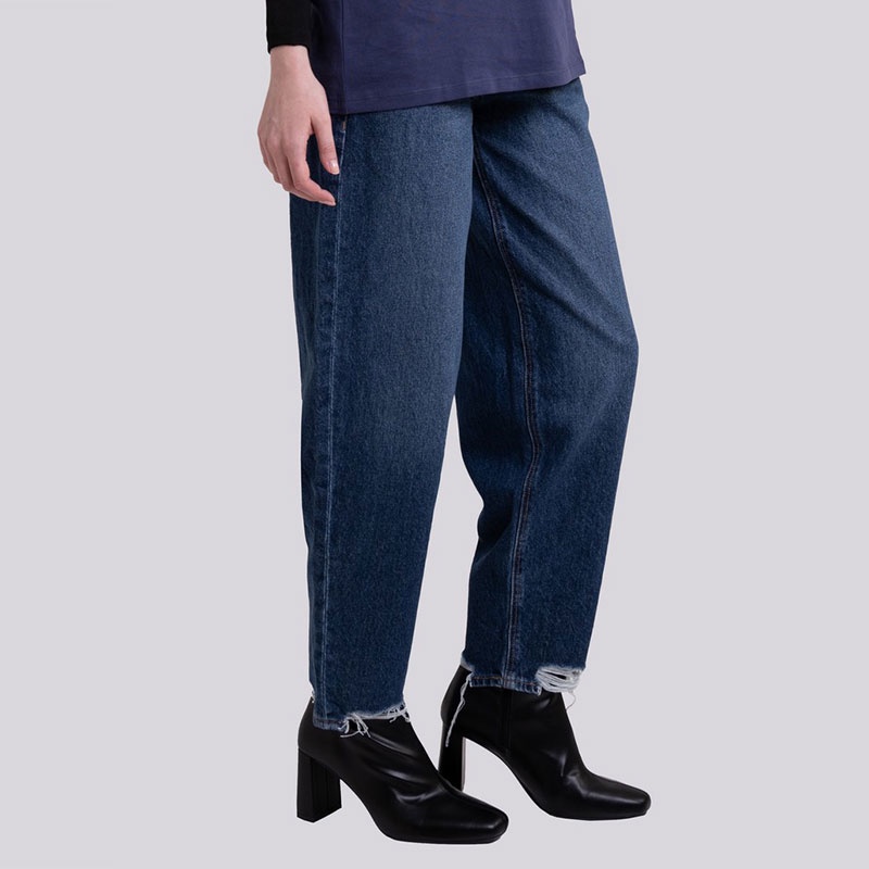 Greenlight Celana Jeans Wanita Boyfriend Loose Baggy Pants Bawahan Wanita Casual Dark Blue 150123