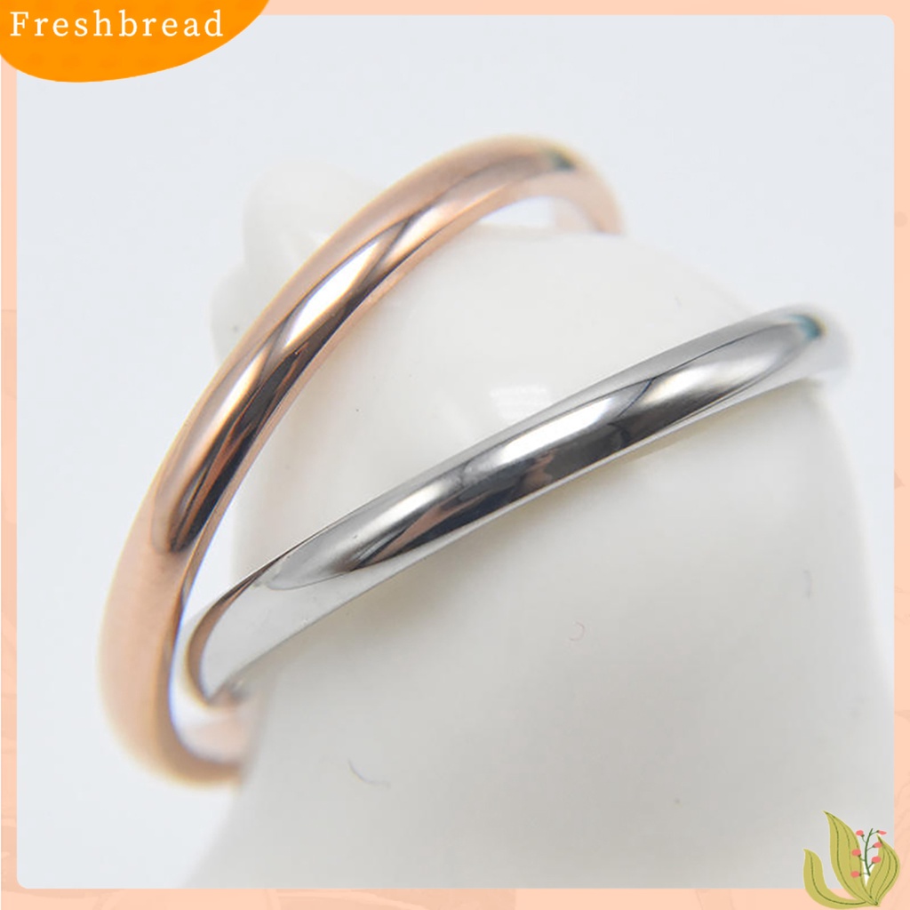 &lt; Freshbread &gt; Cincin Jari Perhiasan Jari Elegan Titanium Steel Couple Band Finger Ring Untuk Pesta