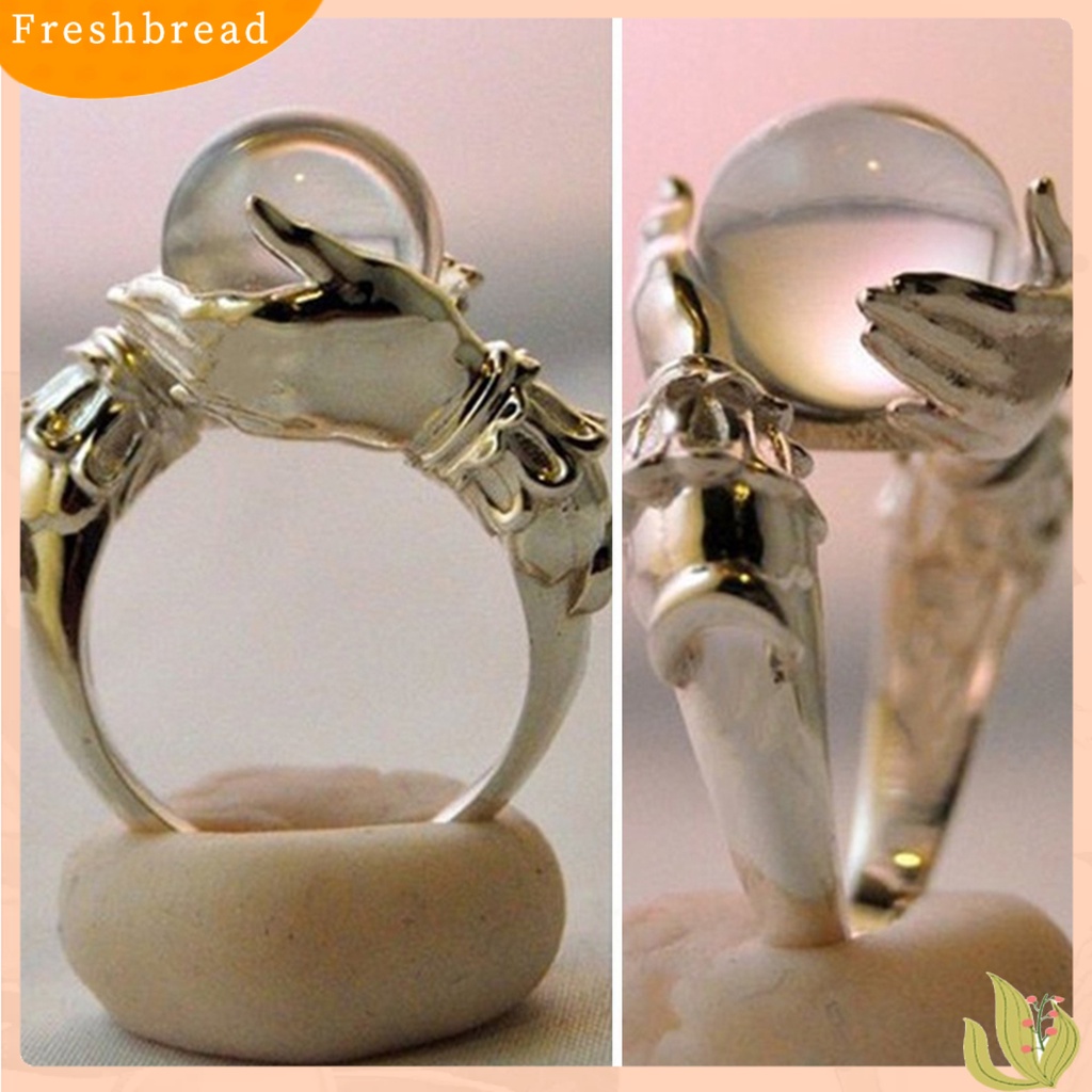 &lt; Freshbread &gt; Finger Band Gaya Barat Kepribadian Geometris Electroplating Batu Permata Buatan Hias Aksesori Vintage Tangan Memegang Cincin Keberuntungan Untuk Pesta