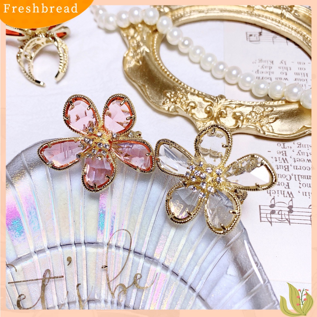 < Freshbread > Wanita Cincin Berlian Imitasi Bening Pembukaan Dapat Disesuaikan Warna-Warni Kelopak Besar Pesta Trendi Cincin Perhiasan Aksesoris