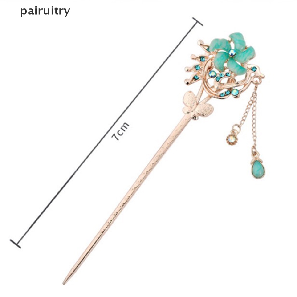 Prt Vintage Gaya Cina Rambut Stik Logam Berlian Imitasi Chops Wanita Rumbai Mutiara PRT