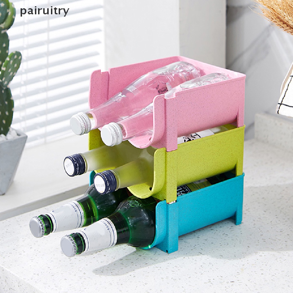 Prt Kulkas Bir Minuman Kotak Penyimpanan Dapur Kaleng Botol Rak Penyimpanan Stackable Wine Bottles Holder Refrigerator Organizer PRT