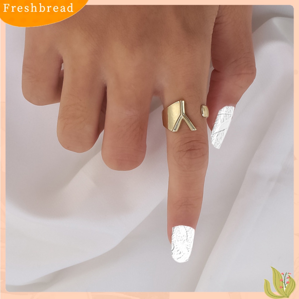 &lt; Freshbread &gt; Cincin Anniversary Desain Geometris Dapat Disesuaikan Open-ended Huruf Inggris Finger Ring Untuk Dekorasi