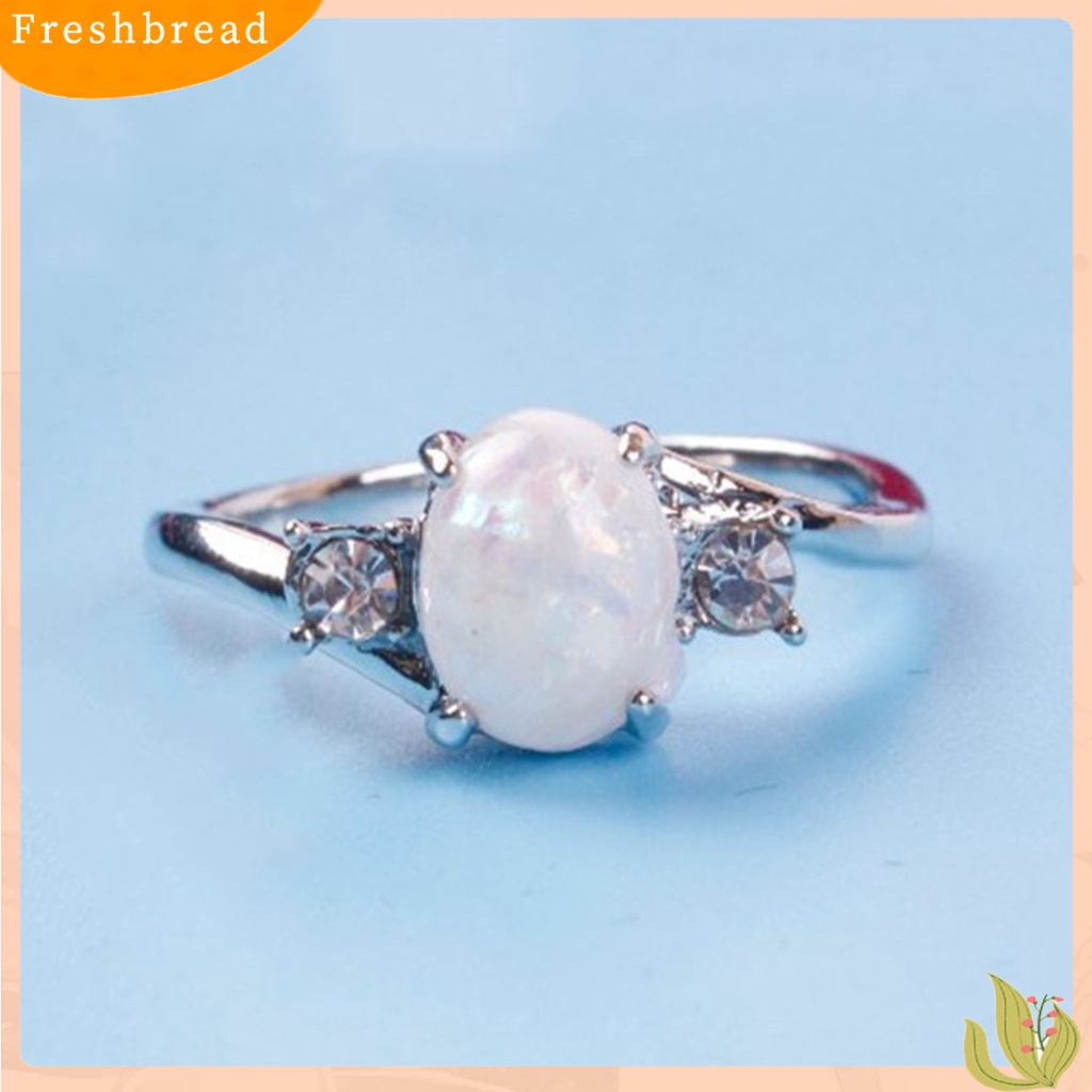 &lt; Freshbread &gt; Wanita Cincin Indah Oval Opal Berlian Imitasi Knuckle Ring Jari Dekorasi