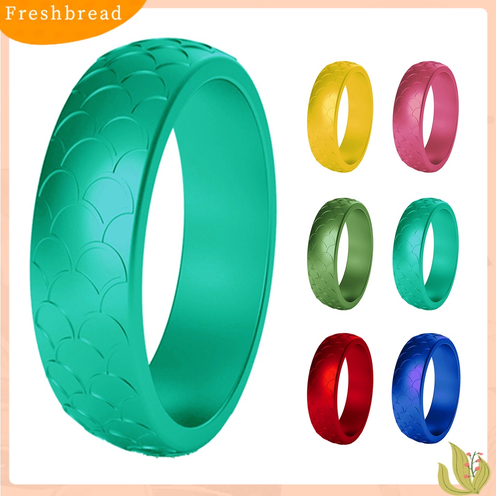 &lt; Freshbread &gt; 2Pcs Wanita Pola Sisik Ikan Ulang Tahun Cincin Silikon Pernikahan Band Aksesori Hadiah