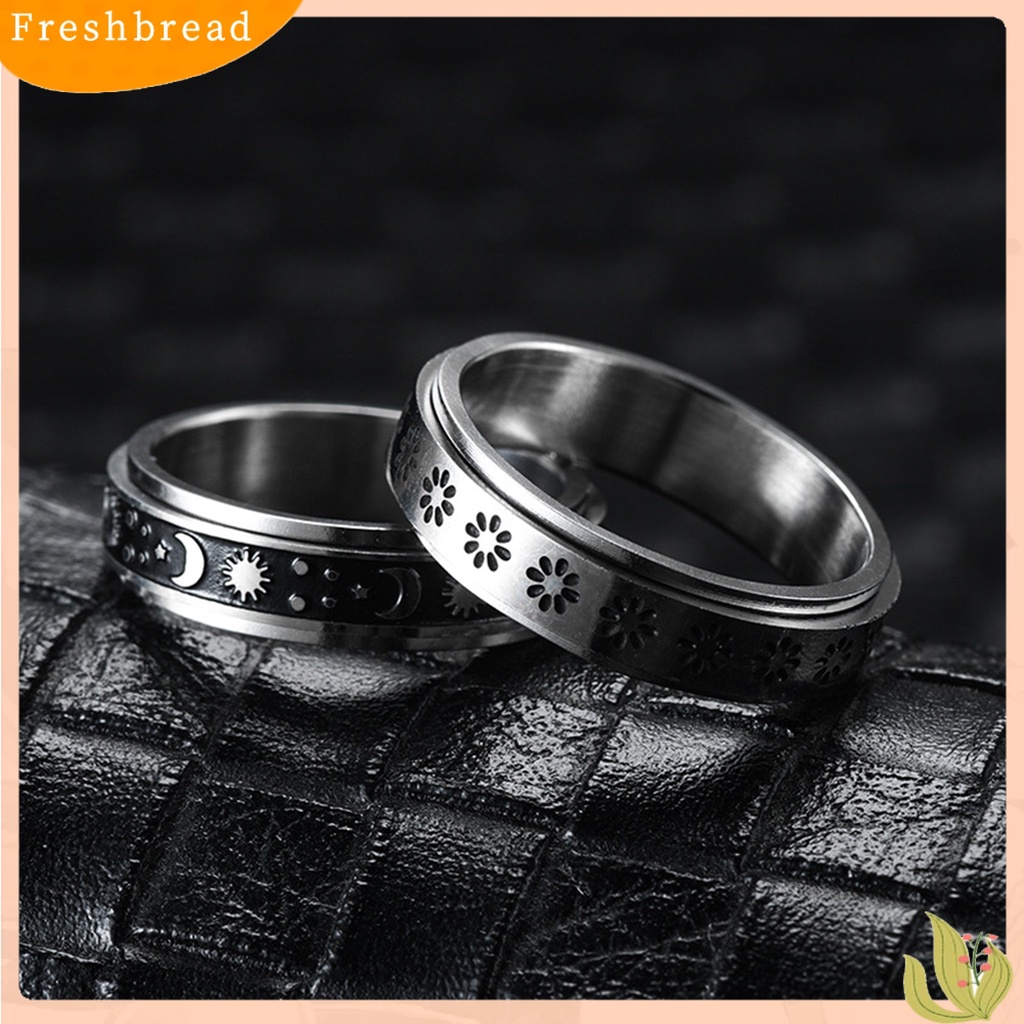 &lt; Freshbread &gt; Spinner Rings Tahan Lama Unisex Anti Karat Alloy Bulan Bintang Fidget Ring Cincin Stress Penghilang Kecemasan Untuk Pesta