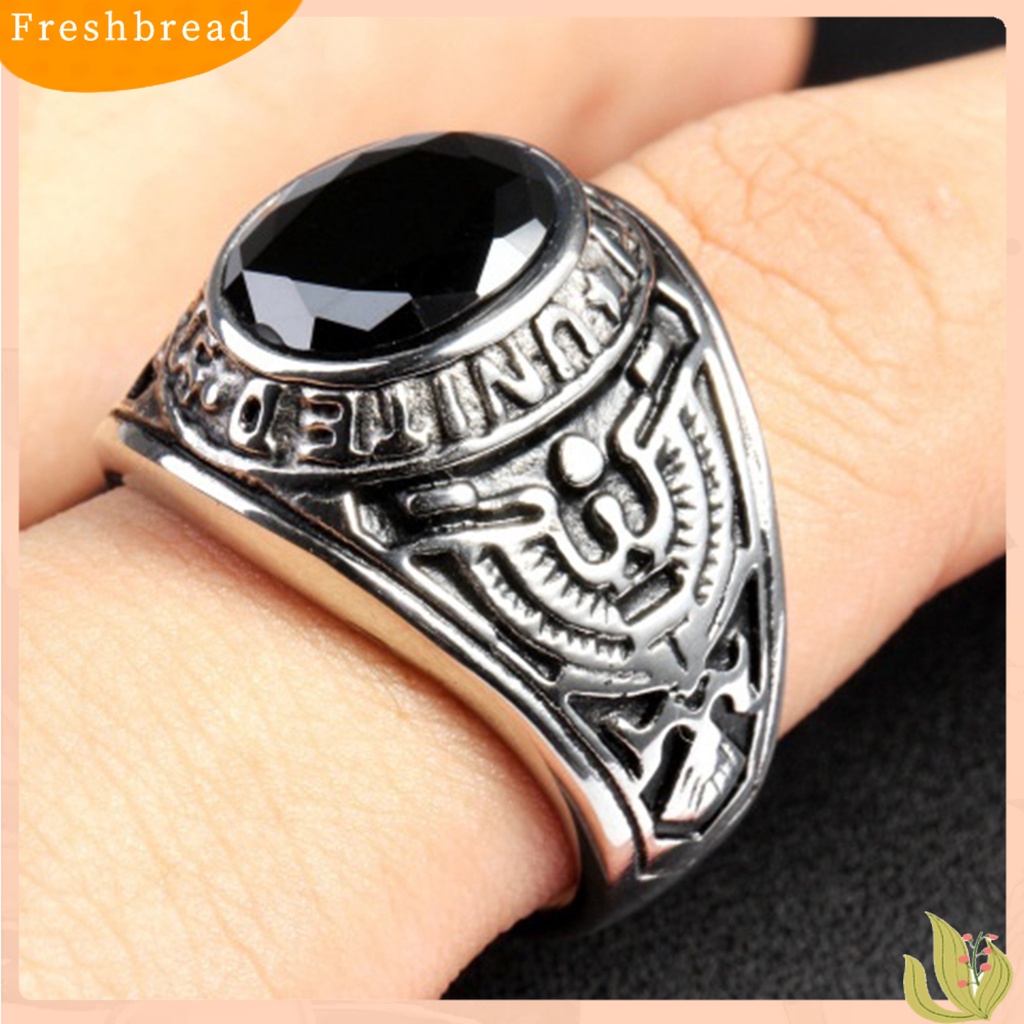 &lt; Freshbread &gt; Cincin Punk Bentuk Oval Hias Berlian Imitasi Punk Klasik Ring Untuk Pesta