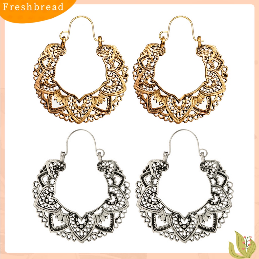 &lt; Freshbread &gt; 1pasang Bentuk Bunga Hollow Drop Earrings Alloy Tindik Geometris Wanita Menjuntai Anting Fashion Perhiasan