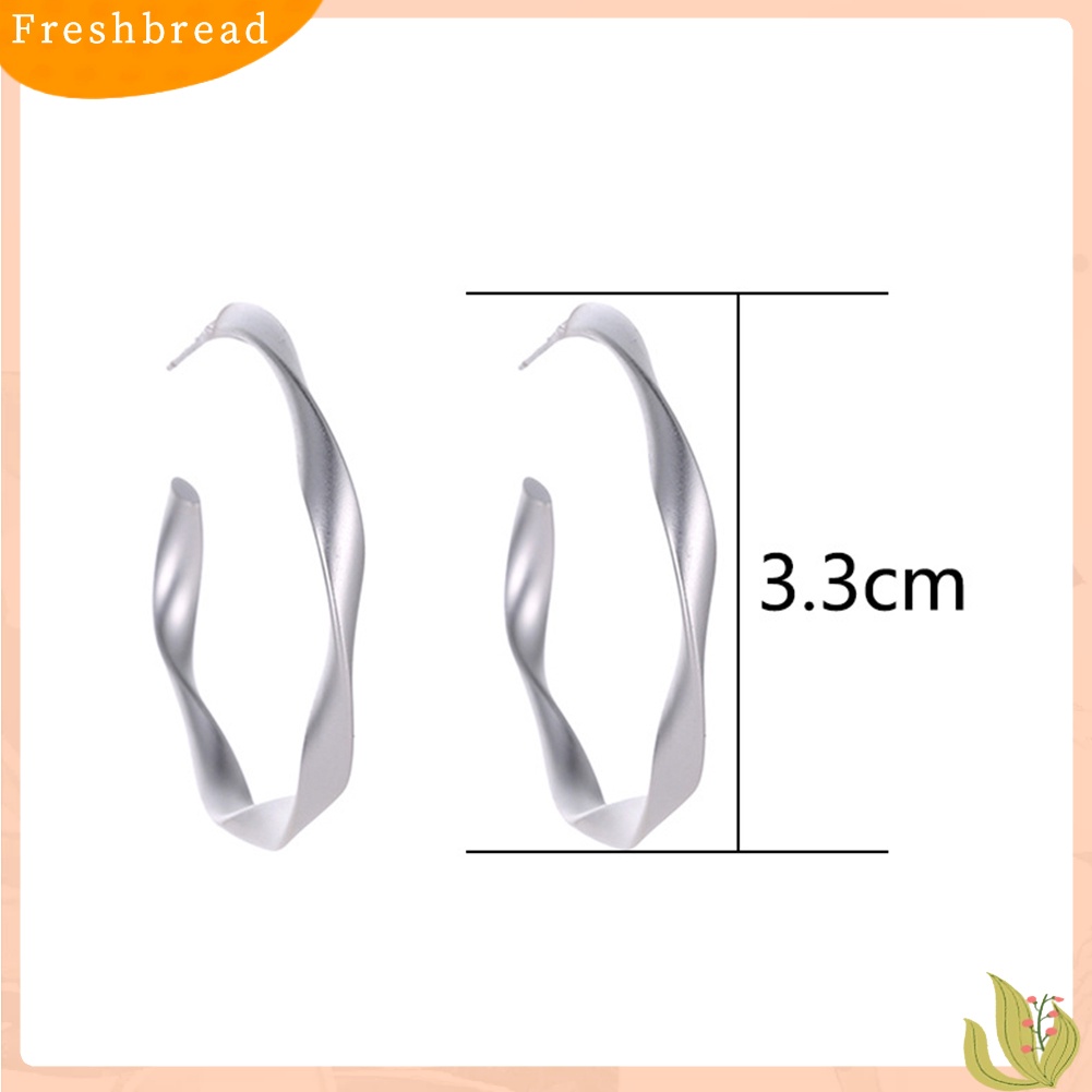 &lt; Freshbread &gt; 2pasang Wanita Fashion Matte Lingkaran Hoop Leverback Earrings Pesta Perhiasan Hadiah