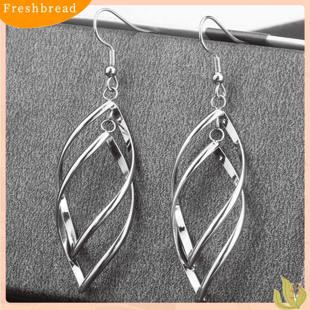 &lt; Freshbread &gt; 1pasang Anting Kait Spirals Belah Ketupat Perhiasan Halus Tahan Lama Drop Earrings Untuk Pakaian Sehari-Hari