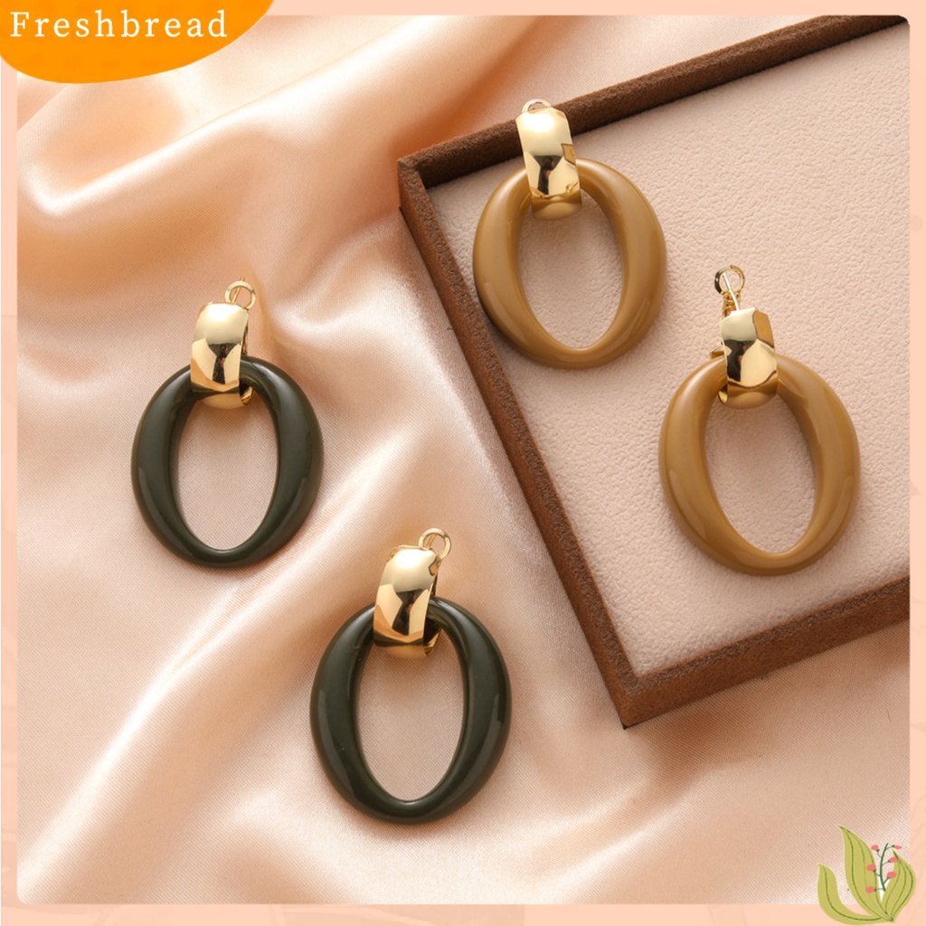 &lt; Freshbread &gt; 1pasang Anting Hoop Retro Berbentuk O Minimalis Hypoallergenic Keren Geometris Anting Lingkaran Akrilik Perhiasan Fashion