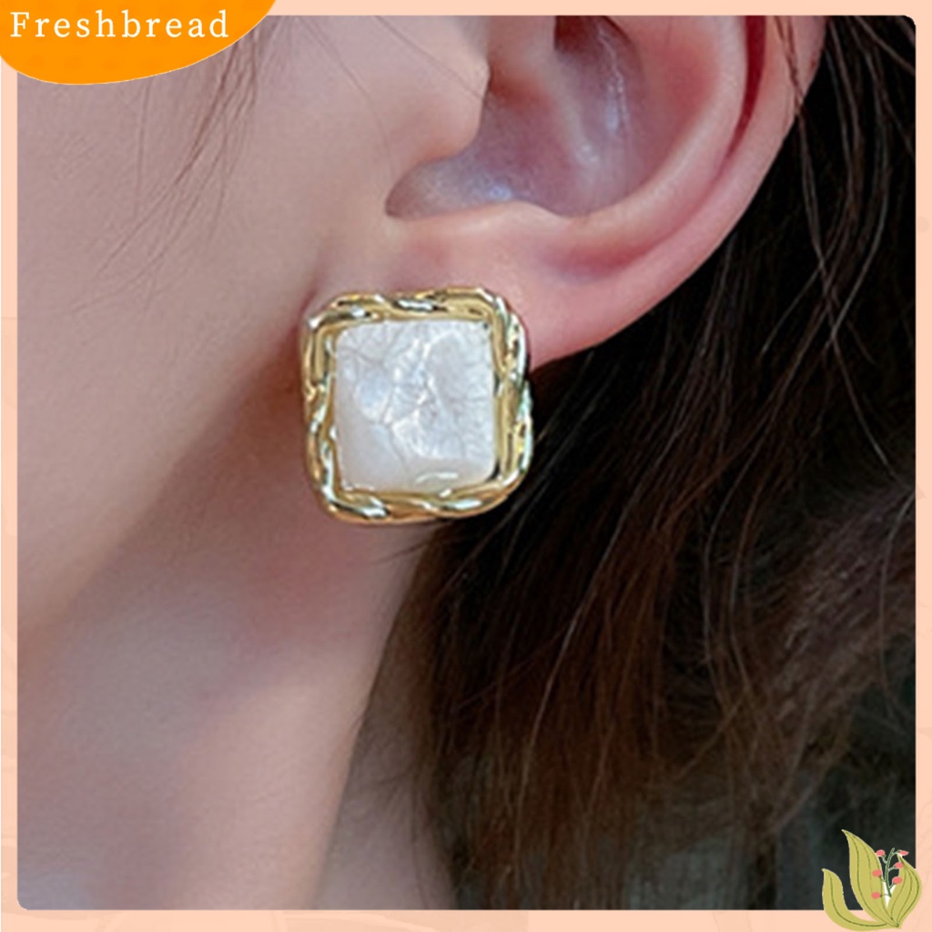 &lt; Freshbread &gt; 1pasang Ear Studs Square Anggun Temperamen Alloy Wanita Elegan Anting Tusuk Untuk Perjamuan