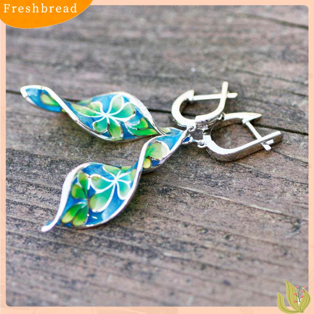 &lt; Freshbread &gt; 1pasang Anting Gesper Telinga Bentuk Spiral Lukisan Enamel Vintage Tahan Lama Fahsion Penampilan Anting Menjuntai Untuk Perjamuan