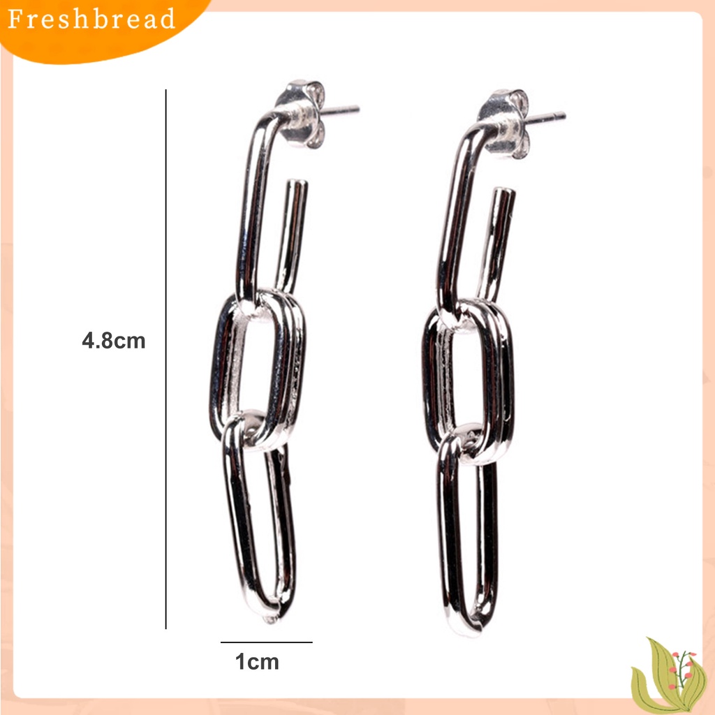 &lt; Freshbread &gt; 1pasang Menjuntai Anting Persegi Panjang Liontin Rantai Retro Berkilau Pengerjaan Halus Dekorasi Kepribadian Vintage Berlian Imitasi Niche Stud Earrings Perhiasan Aksesori