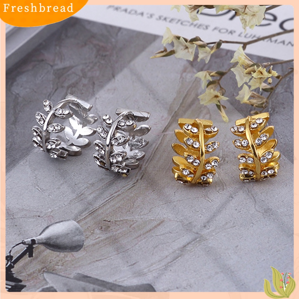 &lt; Freshbread &gt; 1pasang Huggie Earrings Tahan Korupsi Kelengketan Besar Warna Kontras Bentuk Daun Bulat Pesta Huggie Earrings Perhiasan Wanita