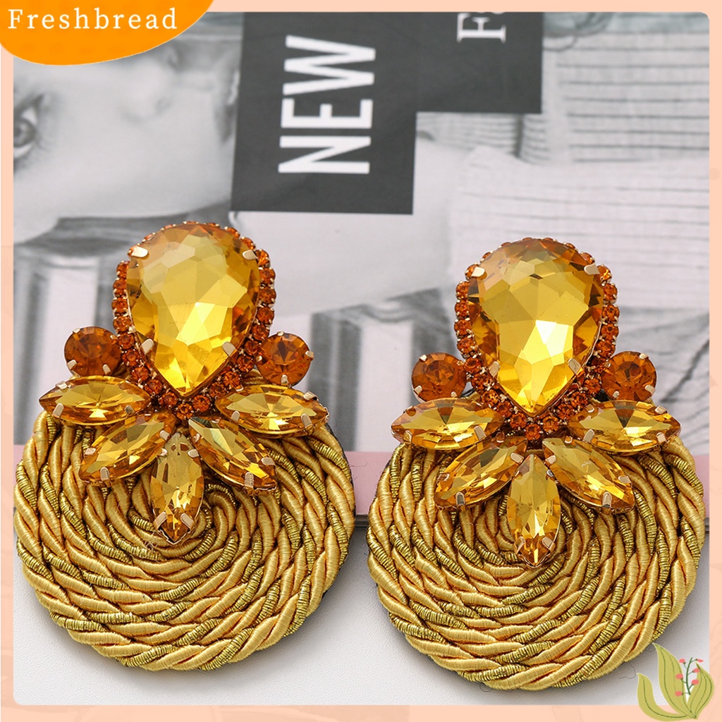 &lt; Freshbread &gt; Anting Kepribadian Berlebihan Handmade Braided Round Plaited Jewelry Ear Studs Untuk Wanita