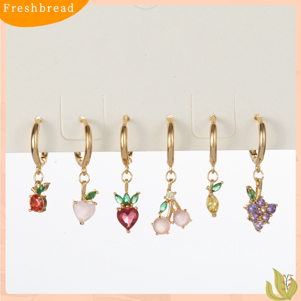 &lt; Freshbread &gt; 1Pc Anting Menjuntai Anggur Warna-Warni Berlian Imitasi Perhiasan Anting Hoop Buah Untuk Pakaian Sehari-Hari