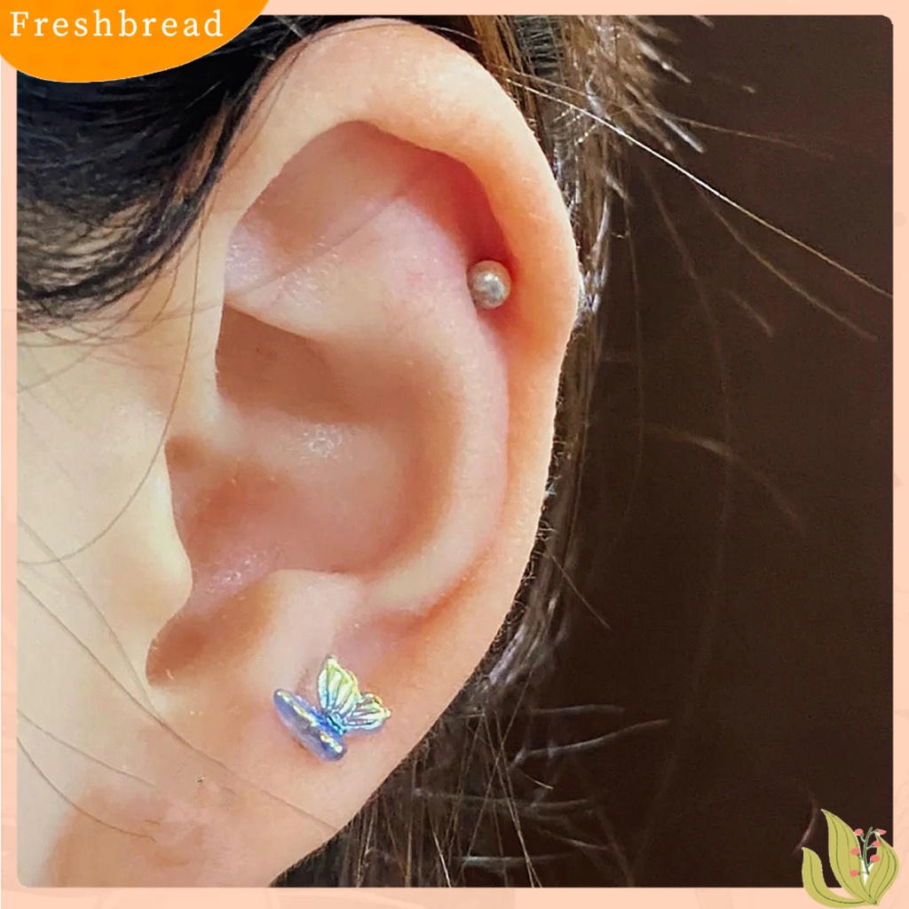 &lt; Freshbread &gt; 3Pcs Ear Studs Eye-catching Menawan Resin Wanita Stud Cincin Telinga Piercing Perhiasan Dekor Untuk Gadis