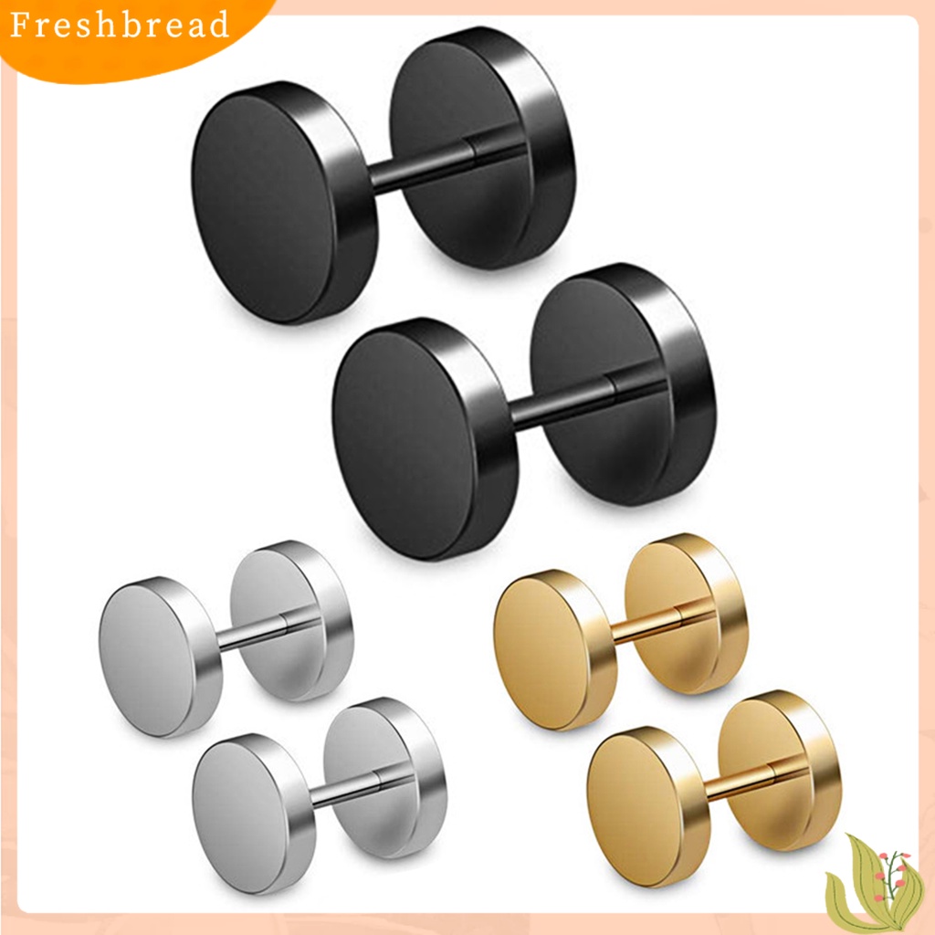 &lt; Freshbread &gt; 1pasang Tindik Bentuk Halter Pria Anting Ramah Kulit Electroplating Punk Ear Studs Perhiasan Bergaya