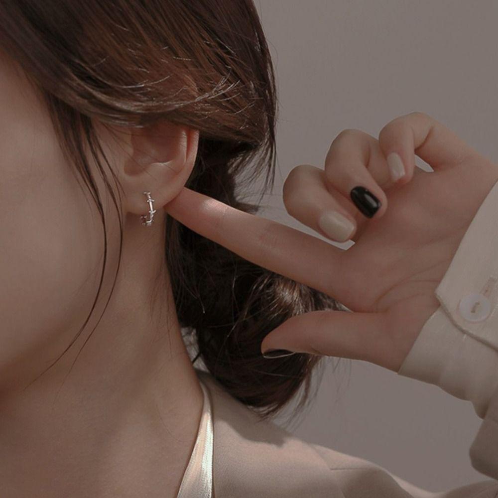 Mxbeauty Anting Gotik Perak Keren Hiphop Fashion Bulat Tampan Anting Gaya Korea