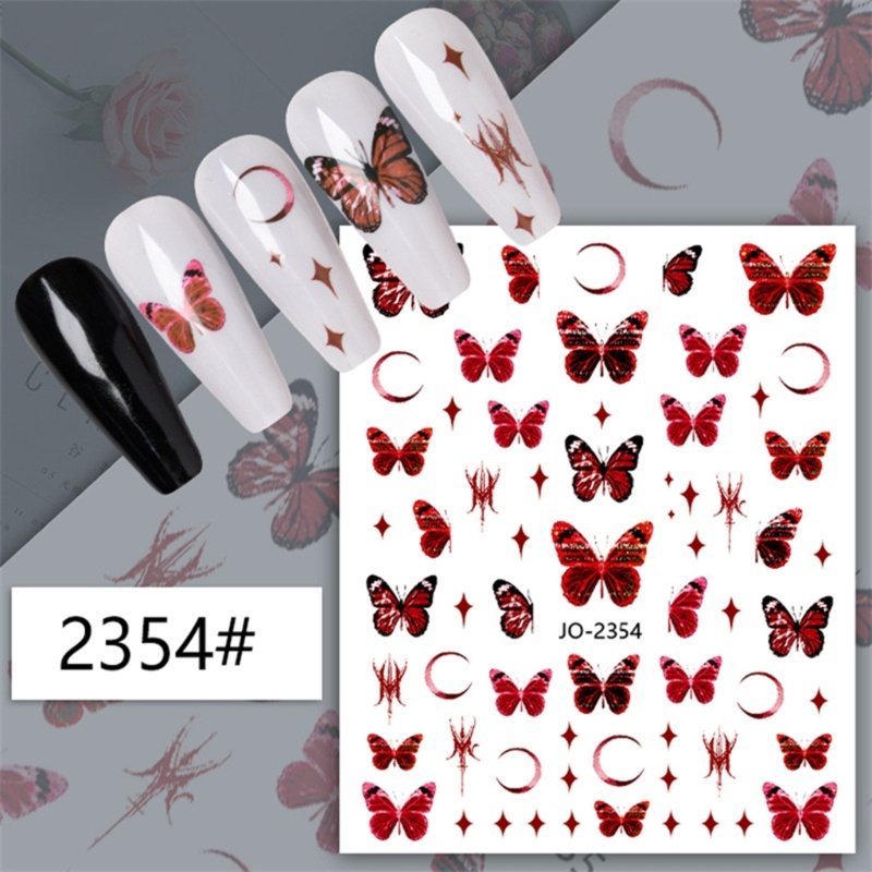 Siy Colorful Stiker Kuku Perekat Diri Nail Art Accesoires 12lembar Manicures DIY Butterfly Decal Decor Sticker Fest