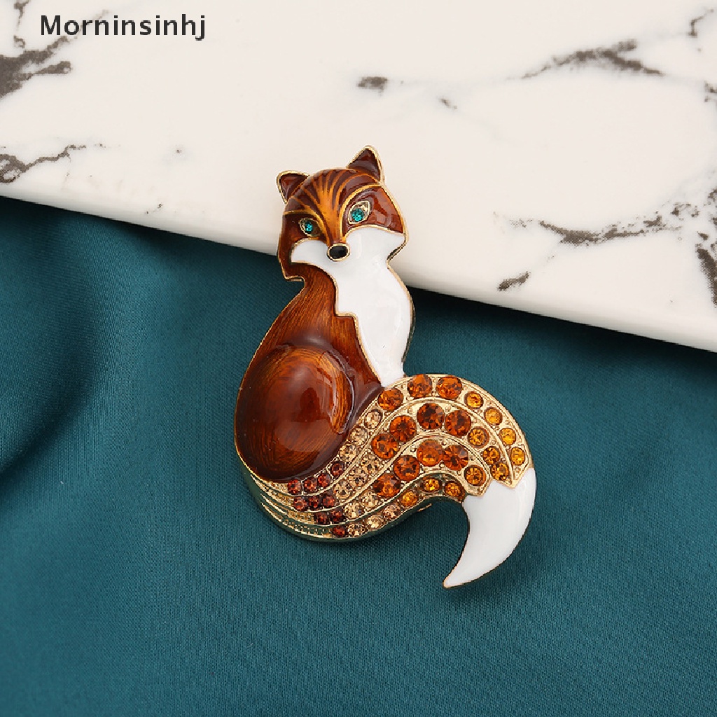 Mornin Vintage Berlian Imitasi Enamel Fox Bros Temperamen Kepribadian Multi-Warna Bros Logam Hewan Korsase Kerah Pin Syal Tas Pakaian Perhiasan Hadiah id