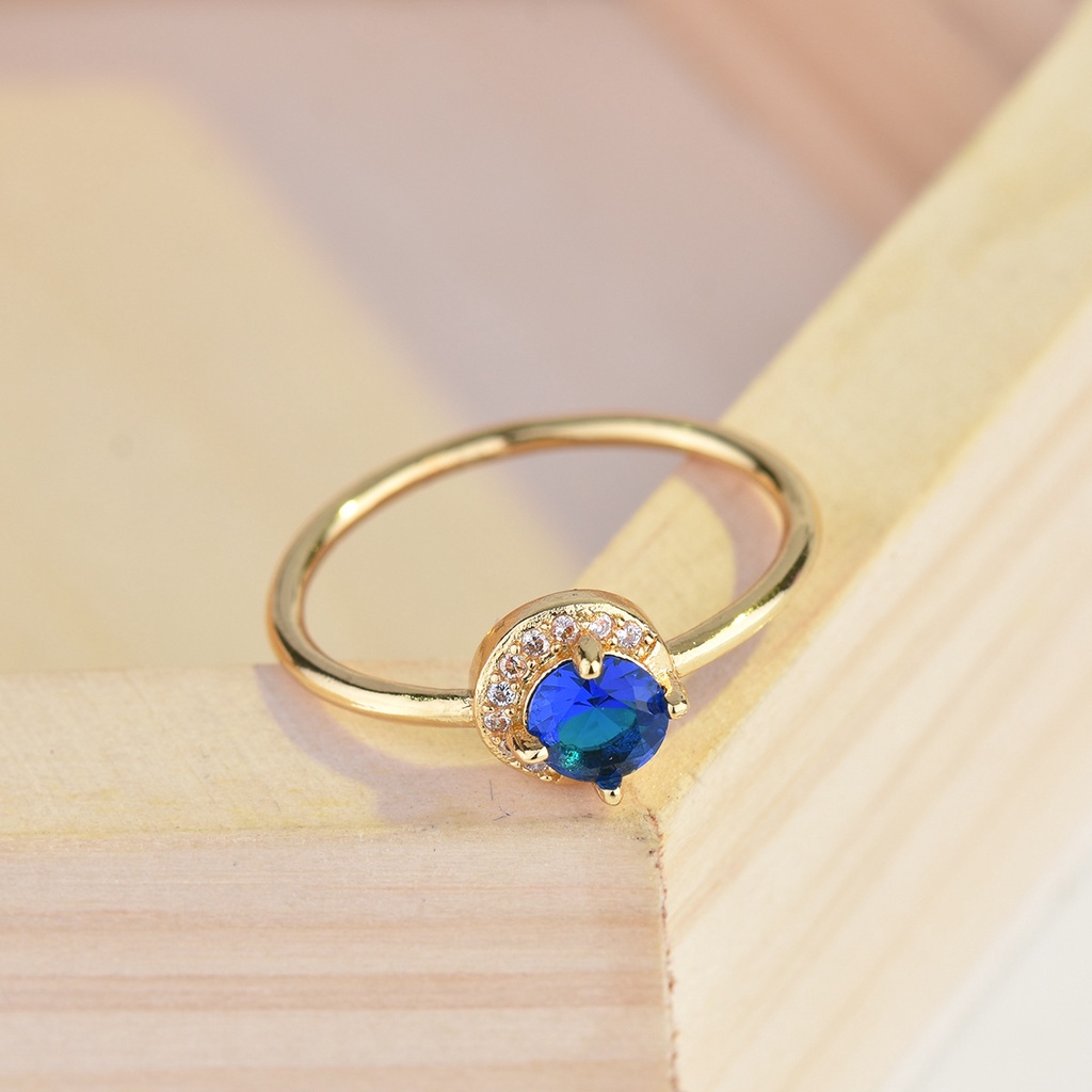 Goldkingdom Aksesoris Perhiasan Fashion Ready Stock Cincin Berlapis Emas Kuning, Zirkon Segar Kecil Set Berlian, Sangat Ramping Cincin Bulan Tali Wanita, Gaya Agete
