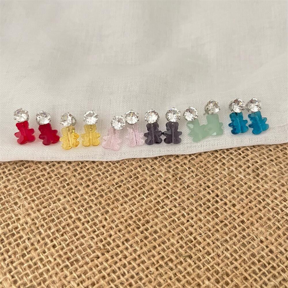 Mxbeauty Anting Gaya Korea Wanita Gadis Manis Lucu Indah Berlian Imitasi Indah Beruang Stud Earrings