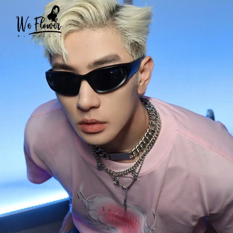 We Flower Y2K Cyberpunk Keren Kacamata Hitam Untuk Pria Wanita Gaya Masa Depan Sains Lensa Polarised Bersepeda Kacamata Nuansa Laki-Laki Jalan Fashion Kacamata OOTD Ornamen